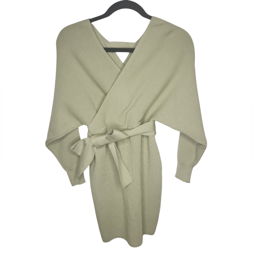 Sage Green Women's Dolman Sleeve Bodycon Sweater Dress  Size S 80's 90's Vibe